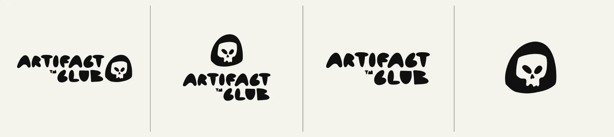 Artifact Club logo lockups on light background
