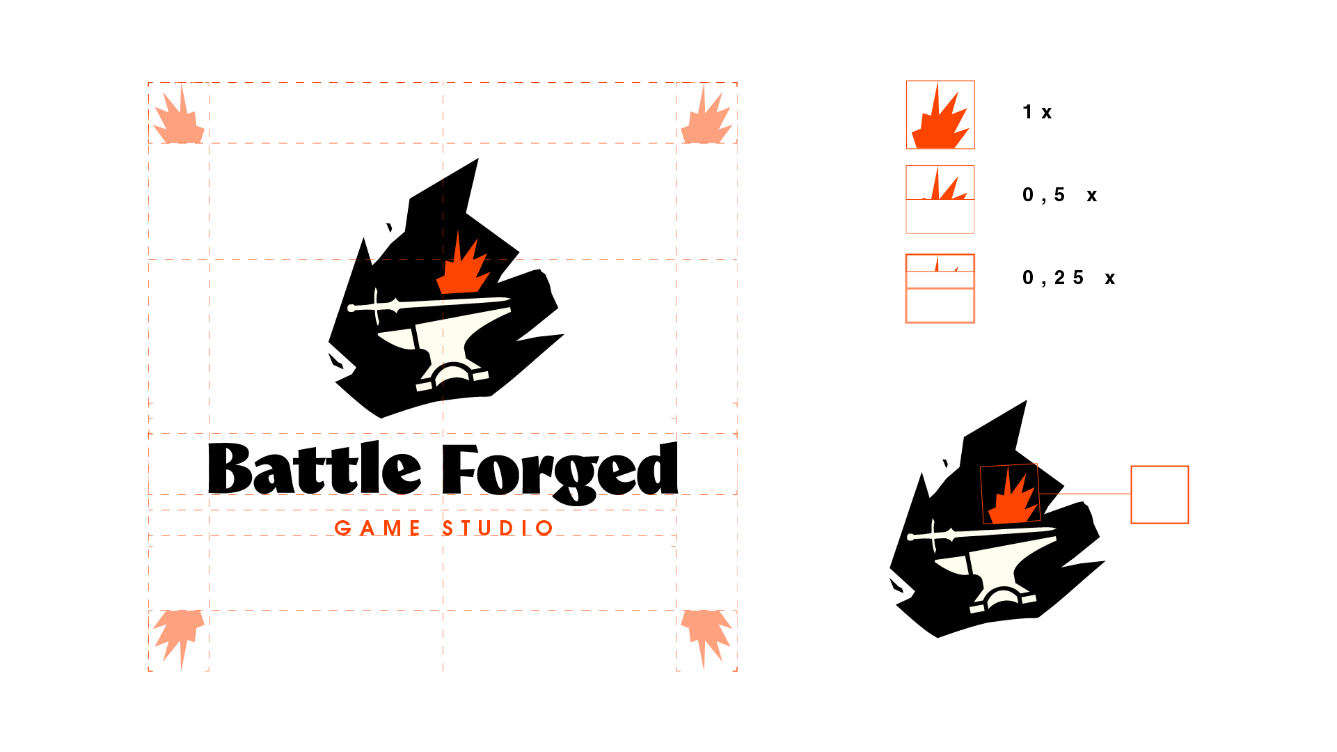 Battle Forged logo clearspace and scaling guide
