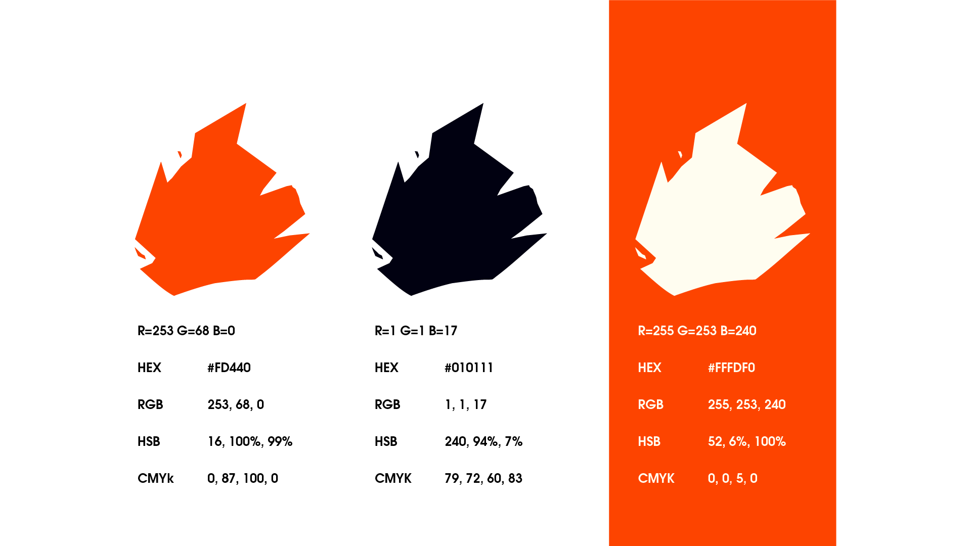 Battle Forged color palette with orange, dark navy and warm off-white