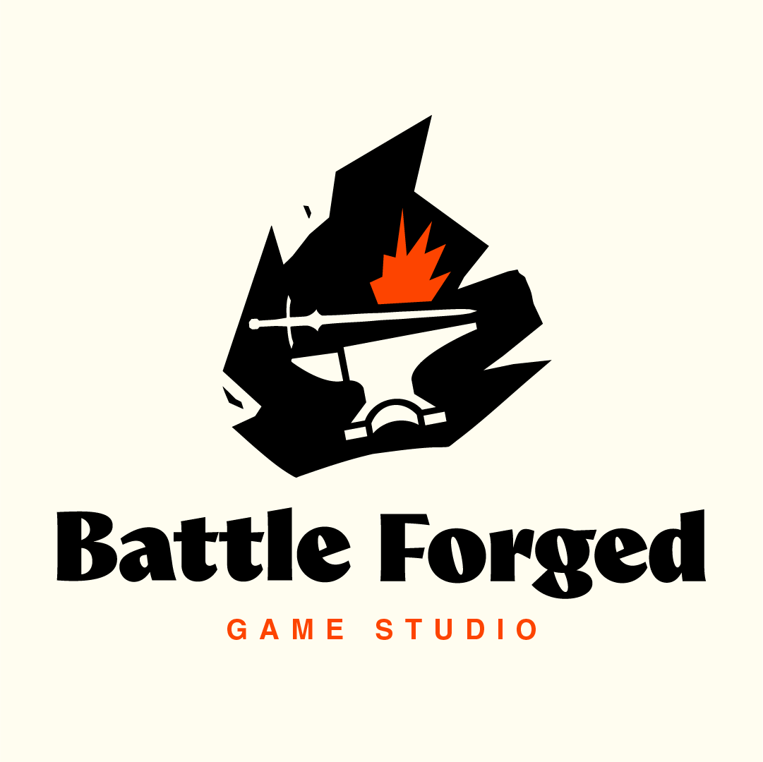 Battle Forged stacked logo on warm off-white background