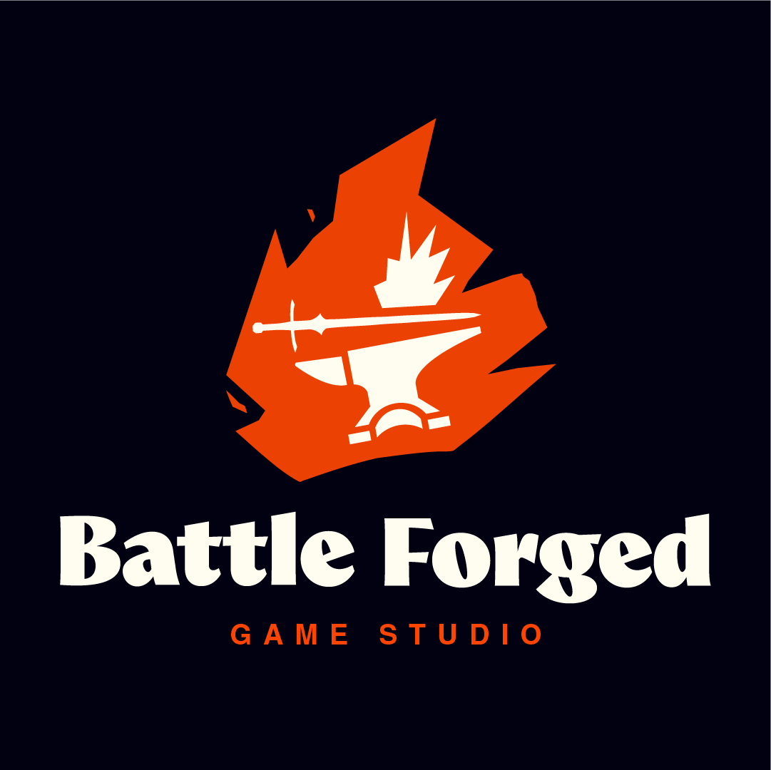 Battle Forged stacked logo on dark background