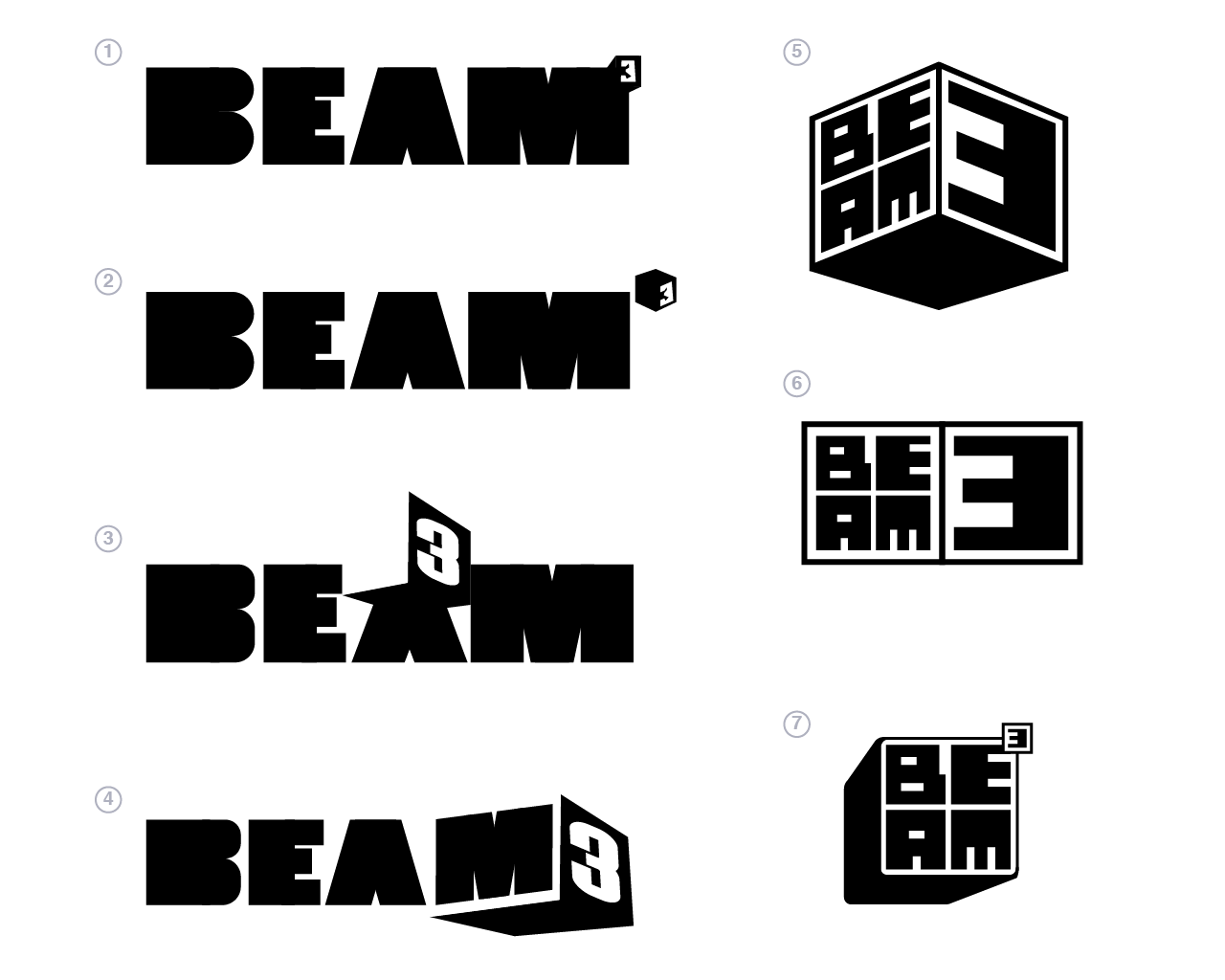 Beam Cubed early logo designs one