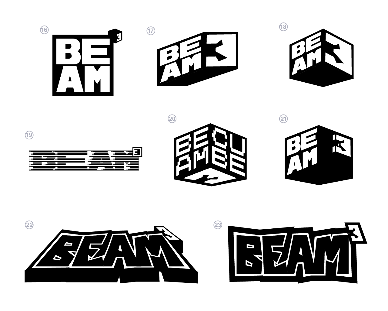 Beam Cubed early logo designs three