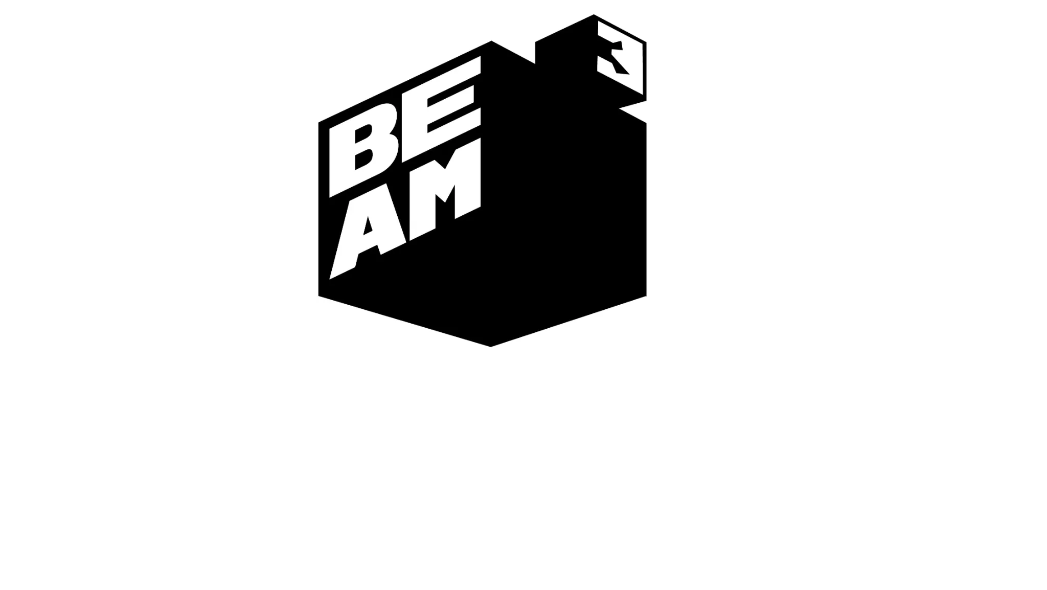 Final Beam Cubed combination logo in white
