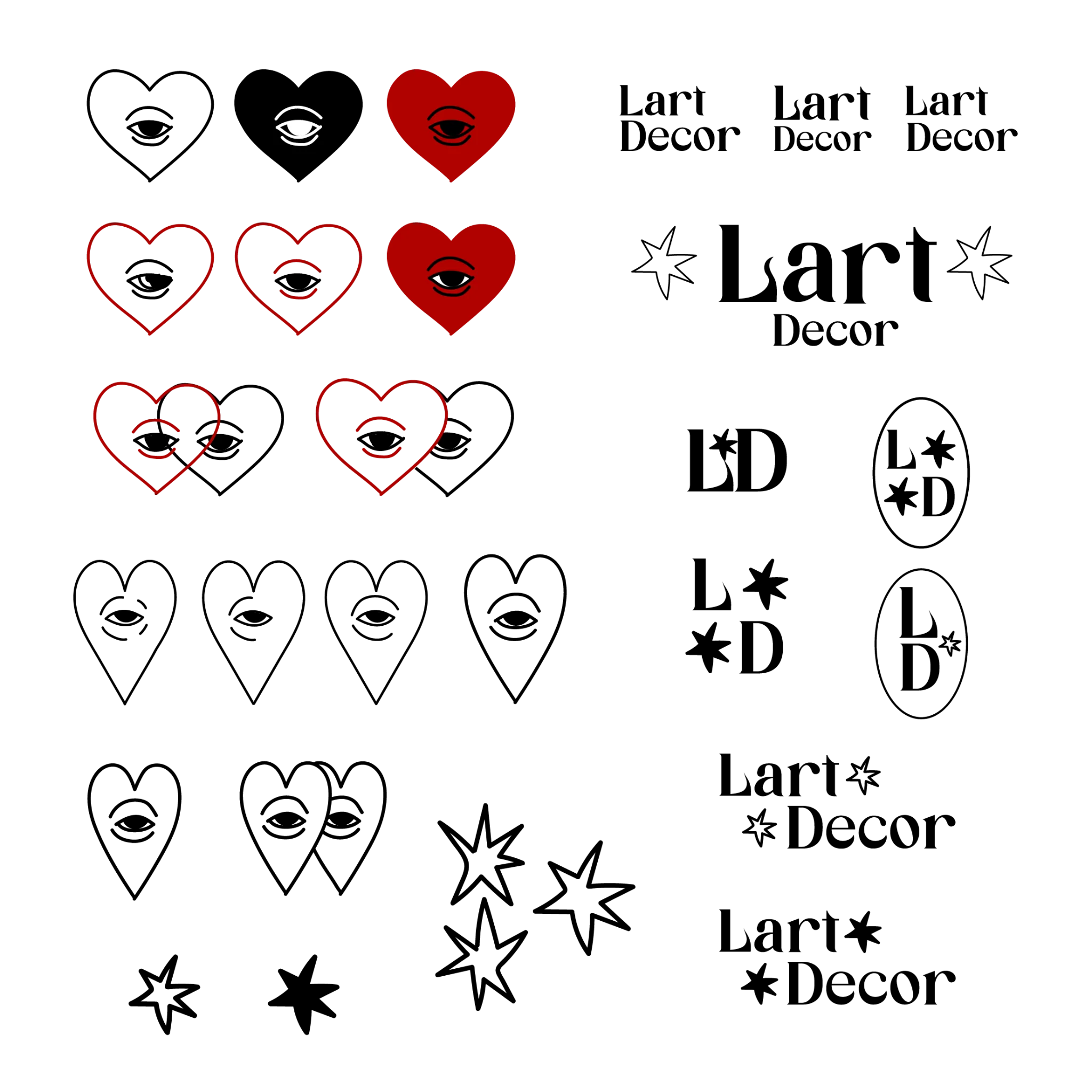 Early Lart Decor symbol and logo exploration board