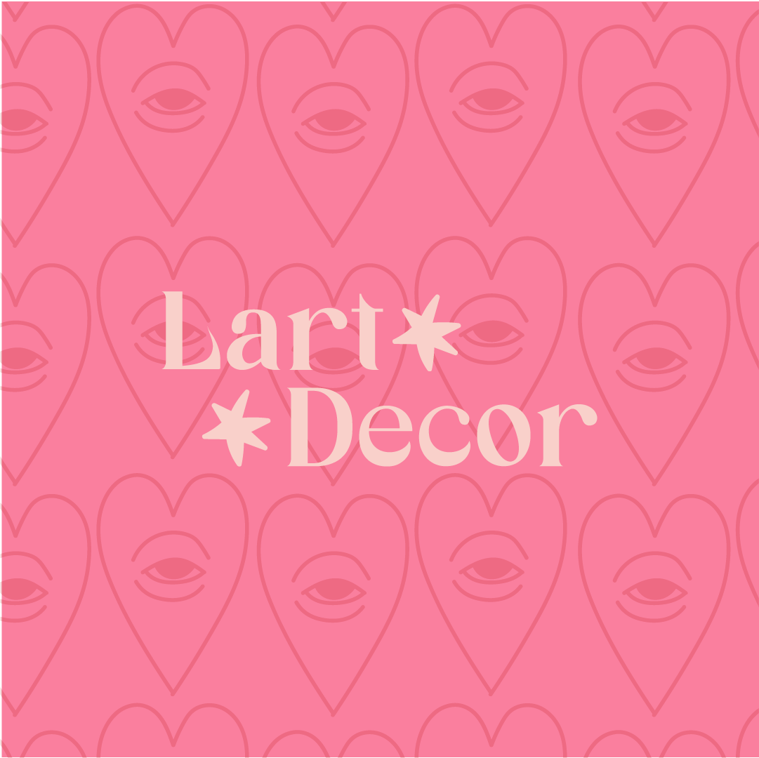 Lart Decor logo on pink heart pattern