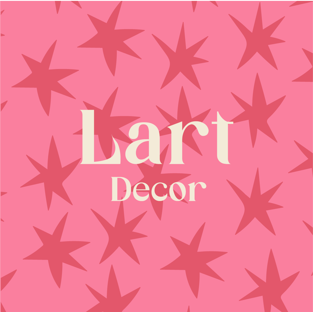 Lart Decor logo on pink star pattern