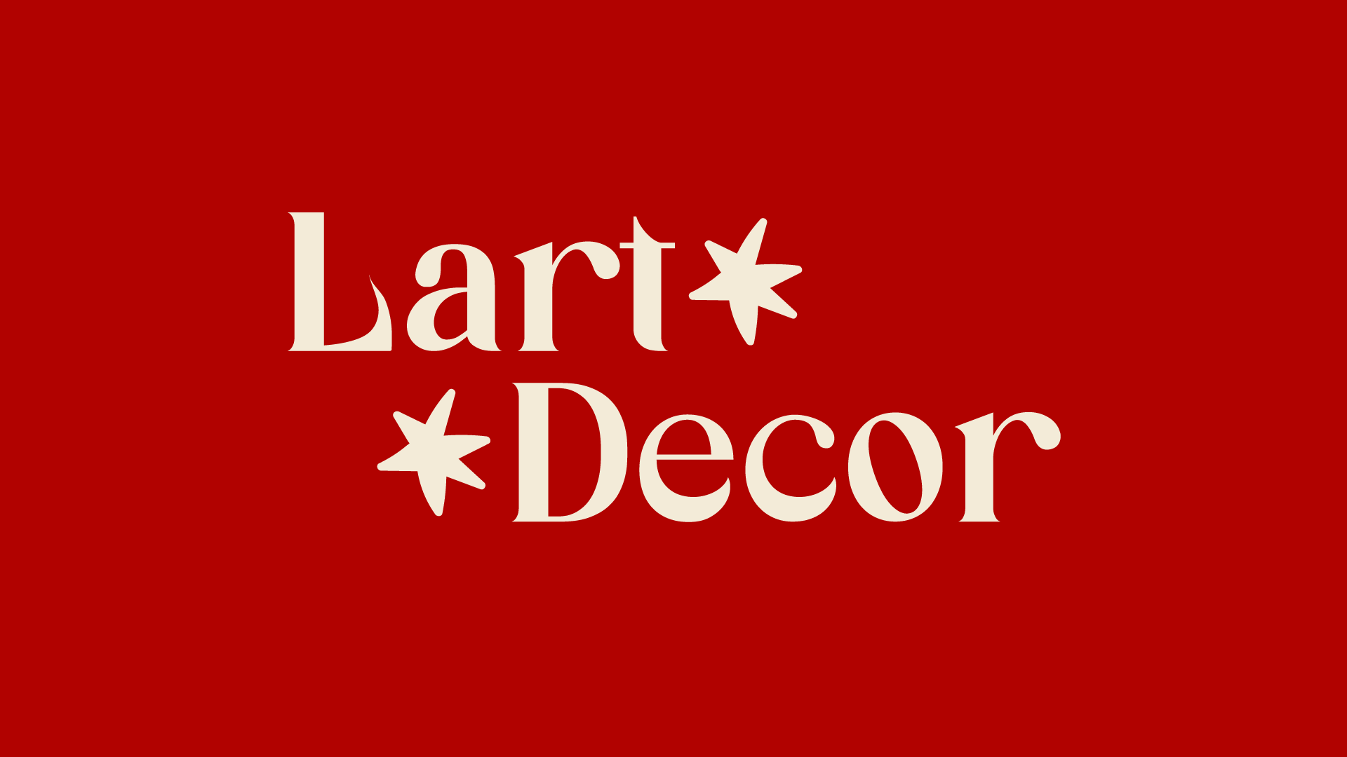 Lart Decor typographic mark in eggshell on red