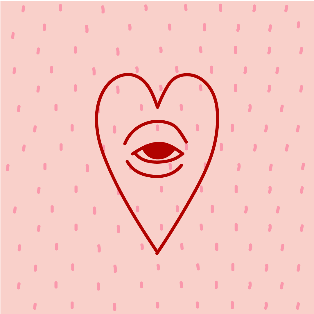 Lart Decor red symbol on dotted pale dogwood background