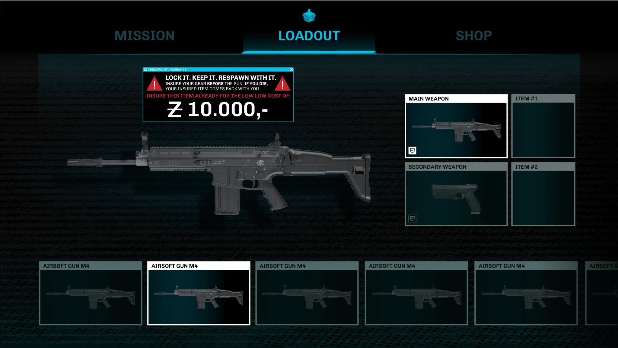 Blue-accented Space Job loadout screen variation
