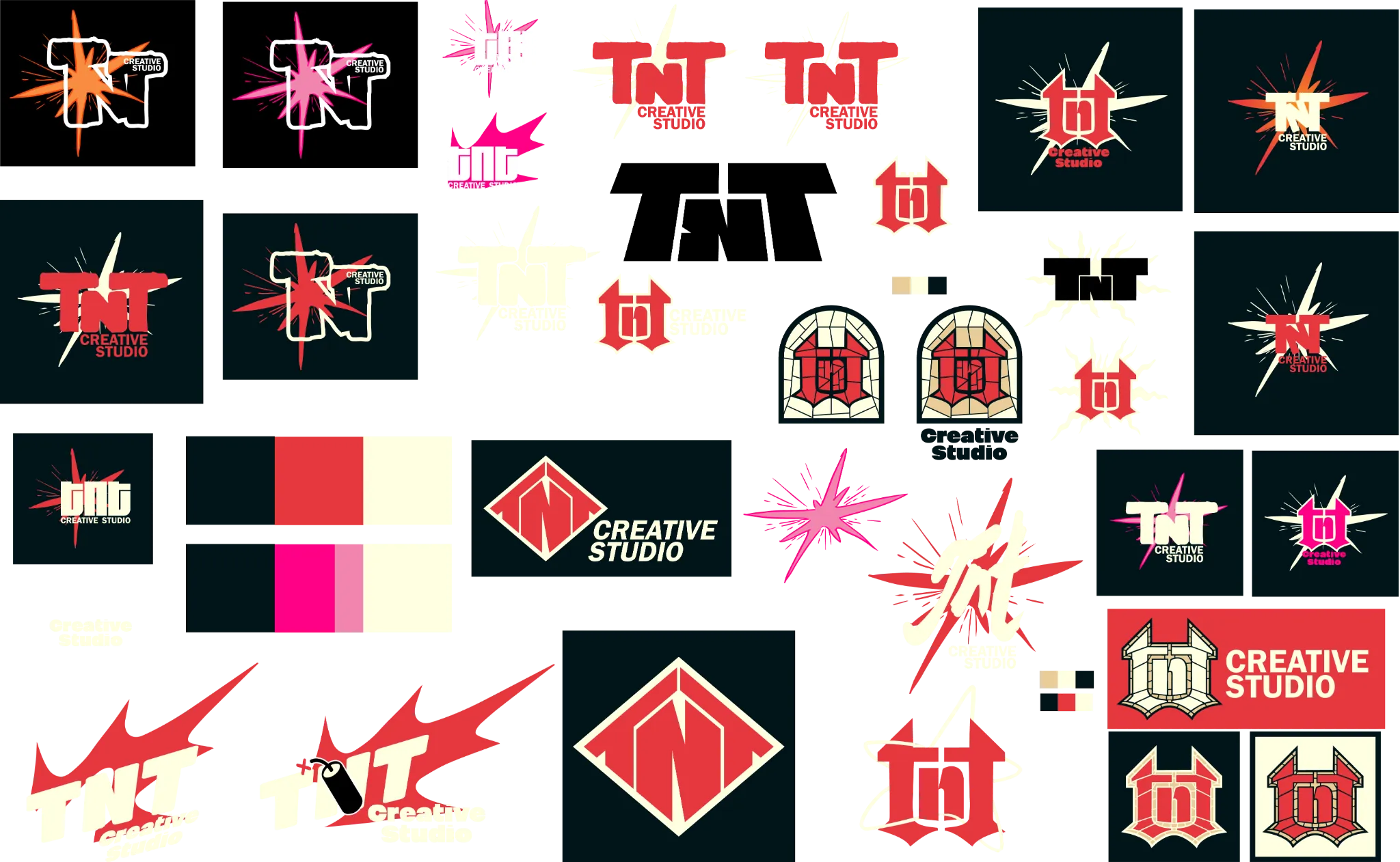 Additional early TNT Creative Studio logo design explorations